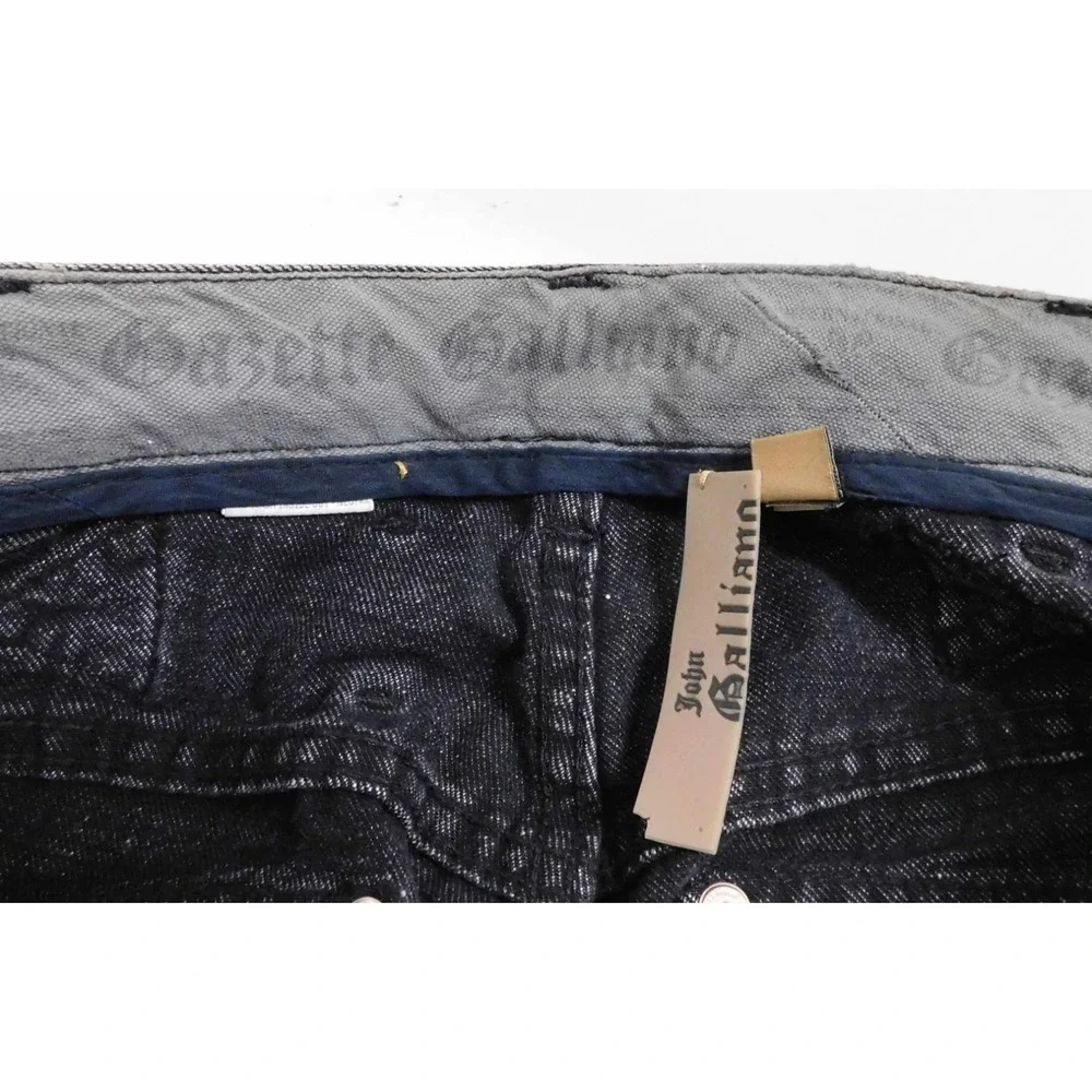 JOHN GALLIANO AUV207L WASHED CREASED BLACK DENIM JEANS‎ Italy 34 Waist